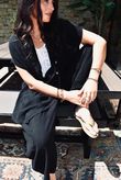 Sandbar Linen Blend Drape Front Cap Sleeve Gilet Black